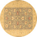 Round Oriental Brown Traditional Rug, tr1976brn