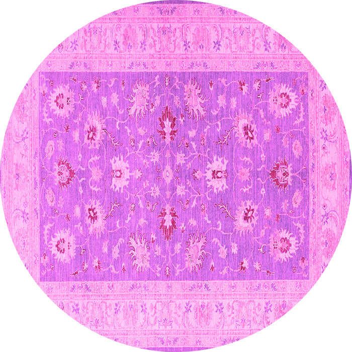 Round Oriental Pink Traditional Rug, tr1976pnk
