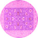 Round Oriental Pink Traditional Rug, tr1976pnk