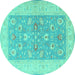 Round Oriental Turquoise Traditional Rug, tr1976turq