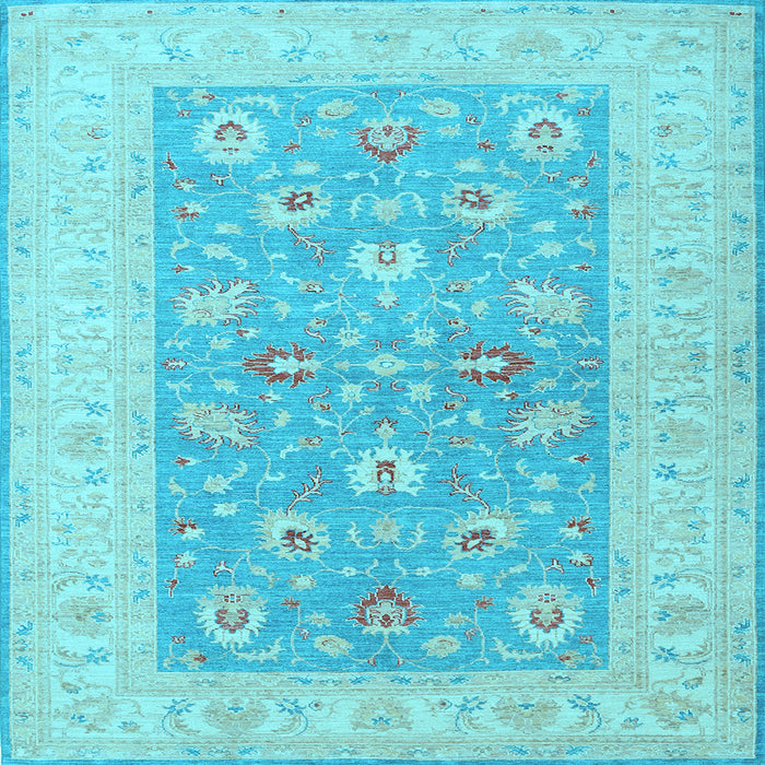Square Machine Washable Oriental Light Blue Traditional Rug, wshtr1976lblu