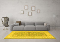 Machine Washable Oriental Yellow Traditional Rug, wshtr1976yw