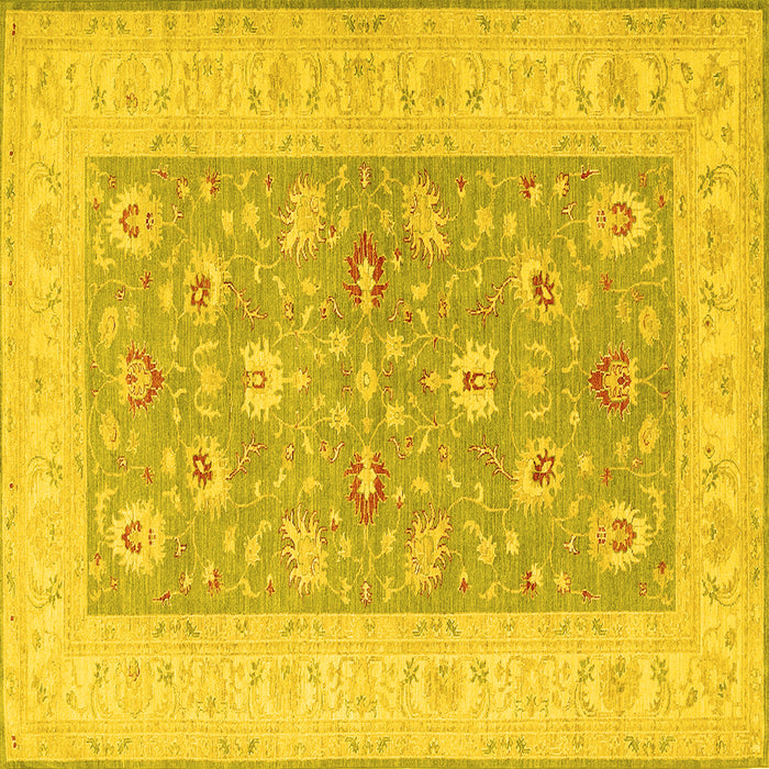 Square Machine Washable Oriental Yellow Traditional Rug, wshtr1976yw