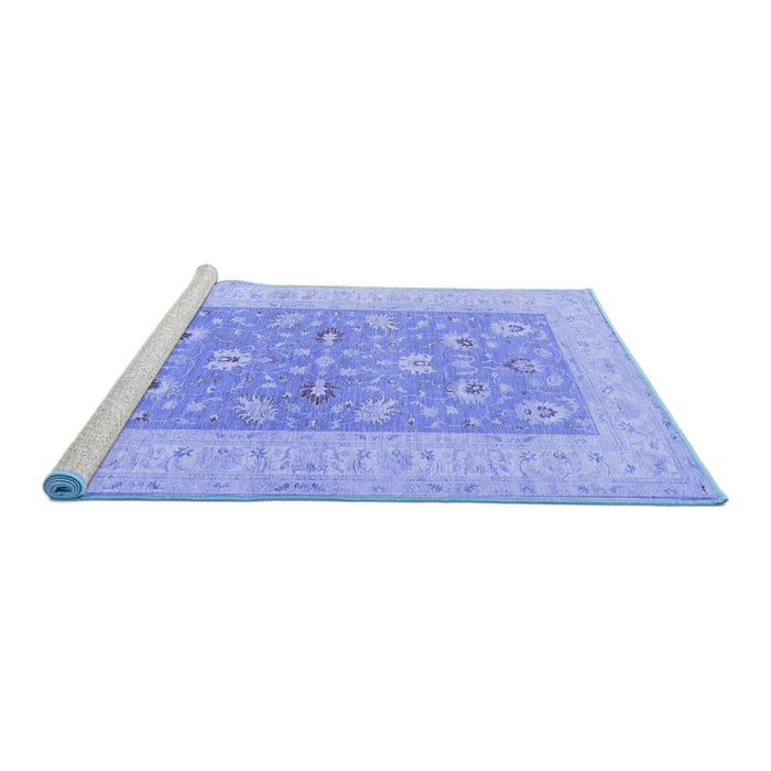 Sideview of Machine Washable Oriental Blue Traditional Rug, wshtr1976blu
