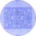Round Oriental Blue Traditional Rug, tr1976blu