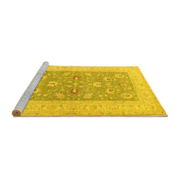 Sideview of Machine Washable Oriental Yellow Traditional Rug, wshtr1976yw