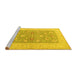 Sideview of Machine Washable Oriental Yellow Traditional Rug, wshtr1976yw