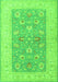 Serging Thickness of Machine Washable Oriental Green Traditional Area Rugs, wshtr1976grn