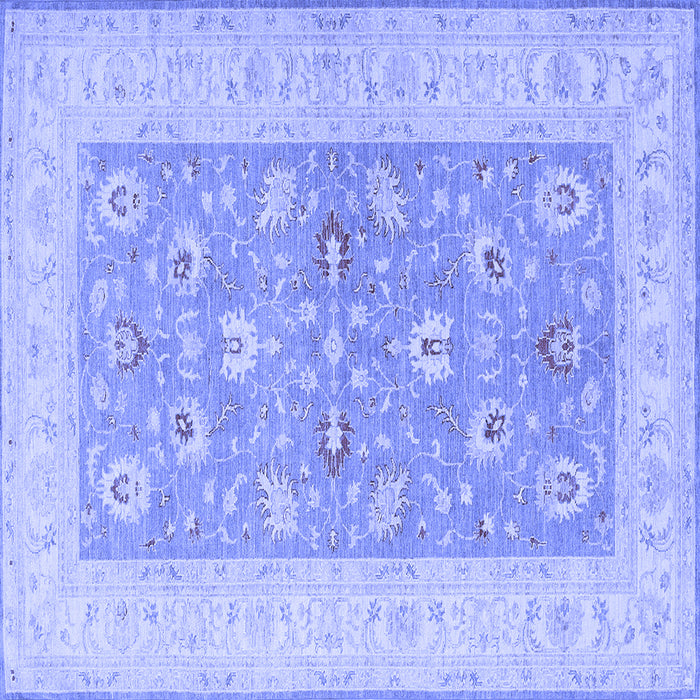Square Machine Washable Oriental Blue Traditional Rug, wshtr1976blu