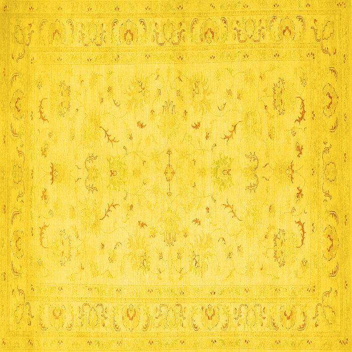 Square Machine Washable Persian Yellow Traditional Rug, wshtr1977yw