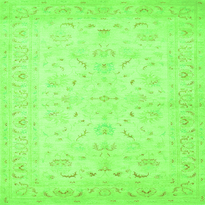 Round Machine Washable Persian Green Traditional Area Rugs, wshtr1977grn