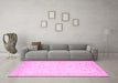 Machine Washable Persian Pink Traditional Rug in a Living Room, wshtr1977pnk