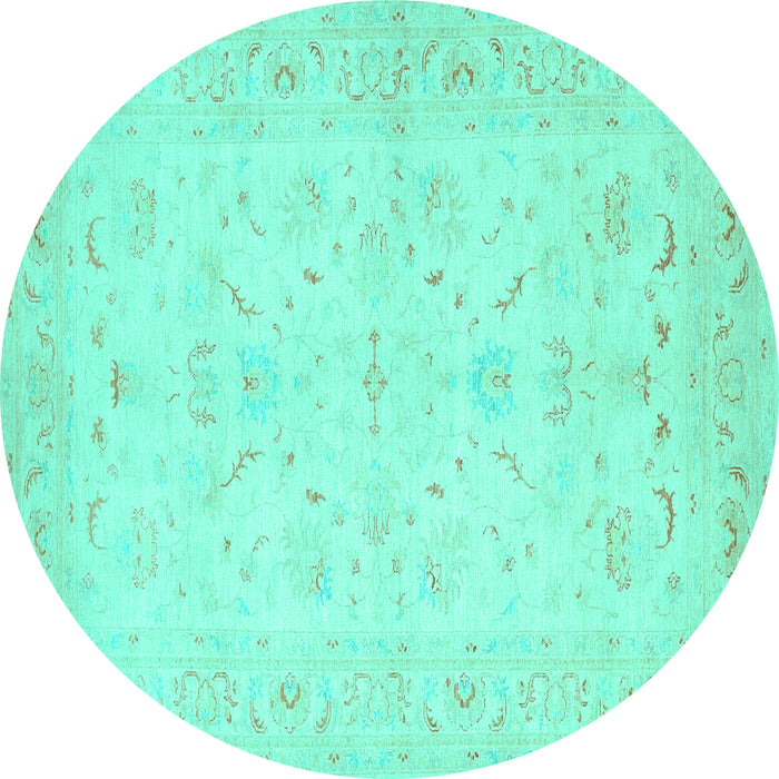Round Machine Washable Persian Turquoise Traditional Area Rugs, wshtr1977turq