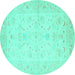 Round Machine Washable Persian Turquoise Traditional Area Rugs, wshtr1977turq