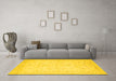 Machine Washable Persian Yellow Traditional Rug in a Living Room, wshtr1977yw