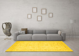Machine Washable Persian Yellow Traditional Rug in a Living Room, wshtr1977yw