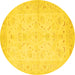 Round Persian Yellow Traditional Rug, tr1977yw