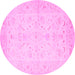 Round Machine Washable Persian Pink Traditional Rug, wshtr1977pnk