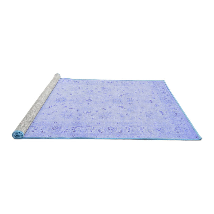 Sideview of Machine Washable Persian Blue Traditional Rug, wshtr1977blu