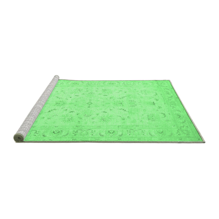 Sideview of Machine Washable Persian Emerald Green Traditional Area Rugs, wshtr1977emgrn