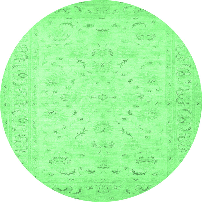 Round Machine Washable Persian Emerald Green Traditional Area Rugs, wshtr1977emgrn