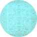 Round Persian Light Blue Traditional Rug, tr1977lblu