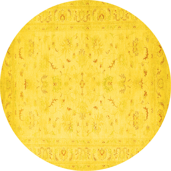 Round Machine Washable Persian Yellow Traditional Rug, wshtr1977yw