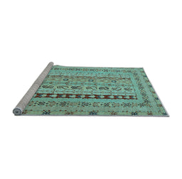 Sideview of Machine Washable Persian Light Blue Traditional Rug, wshtr1978lblu