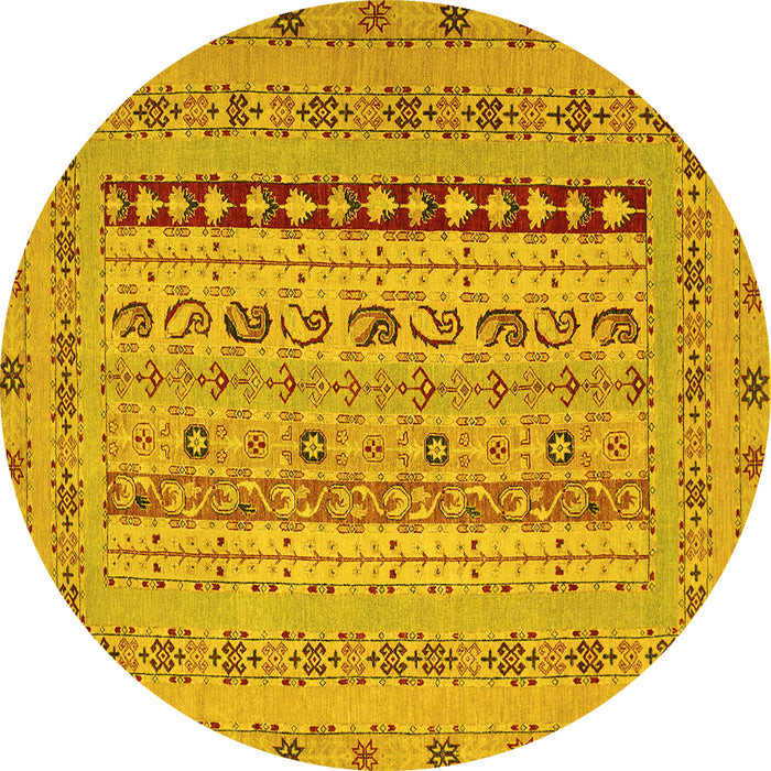 Round Machine Washable Persian Yellow Traditional Rug, wshtr1978yw
