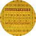 Round Machine Washable Persian Yellow Traditional Rug, wshtr1978yw