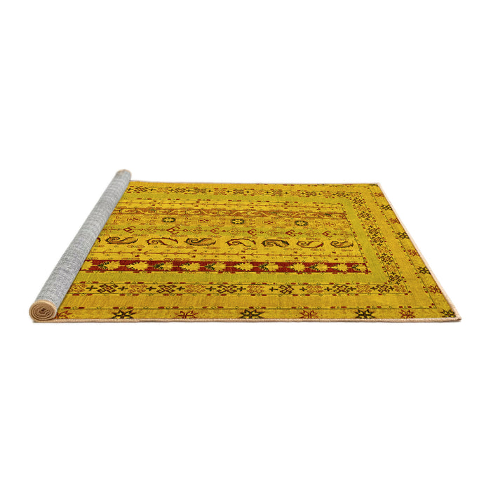 Sideview of Machine Washable Persian Yellow Traditional Rug, wshtr1978yw