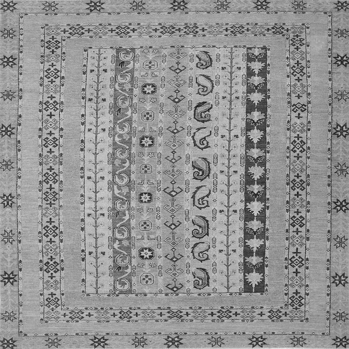 Round Machine Washable Persian Gray Traditional Rug, wshtr1978gry