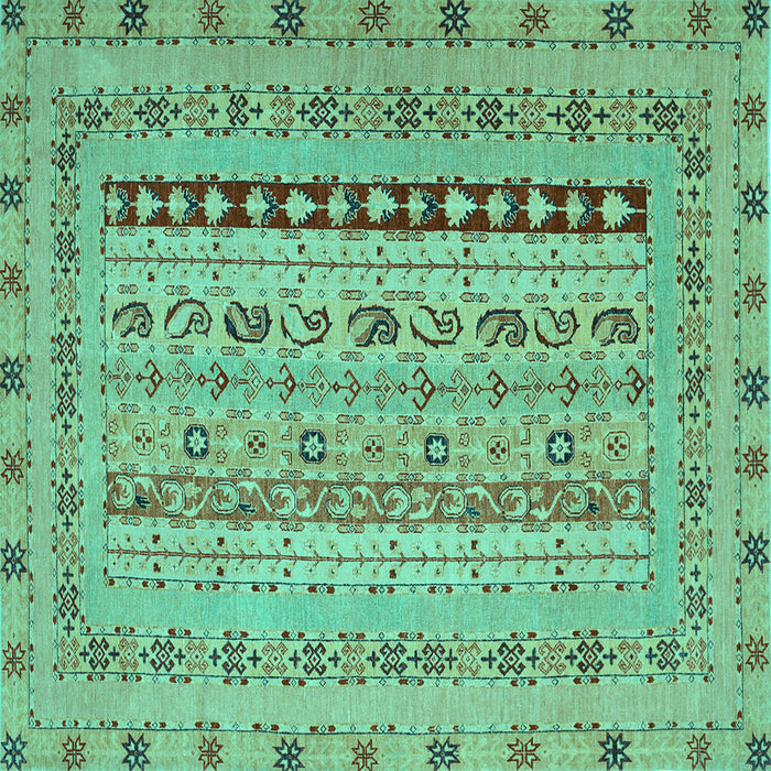 Square Machine Washable Persian Turquoise Traditional Area Rugs, wshtr1978turq