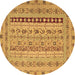 Round Persian Brown Traditional Rug, tr1978brn