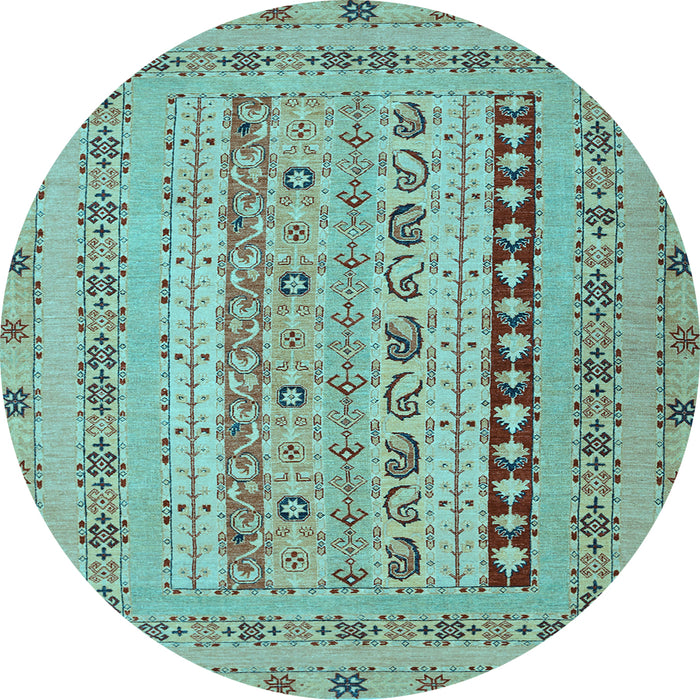 Round Persian Light Blue Traditional Rug, tr1978lblu
