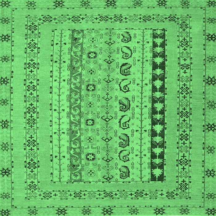 Square Machine Washable Persian Emerald Green Traditional Area Rugs, wshtr1978emgrn