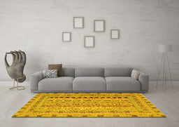 Machine Washable Persian Yellow Traditional Rug in a Living Room, wshtr1978yw