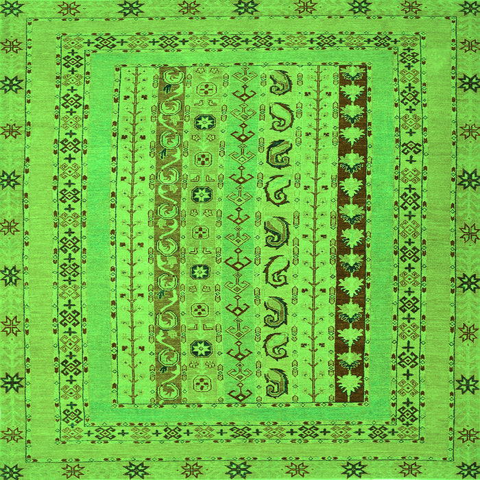Round Machine Washable Persian Green Traditional Area Rugs, wshtr1978grn
