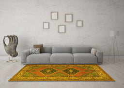 Machine Washable Persian Yellow Traditional Rug in a Living Room, wshtr1979yw