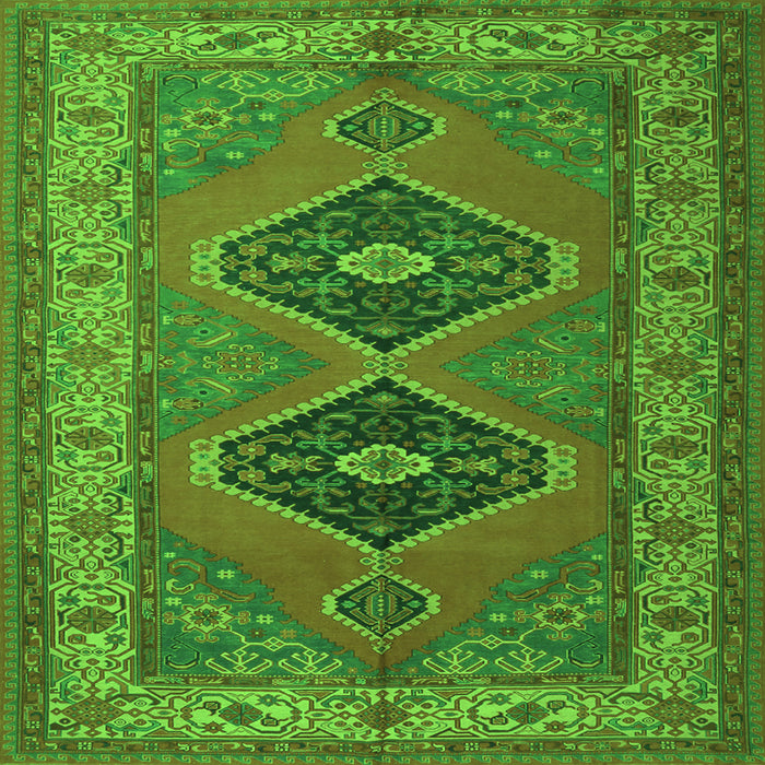 Round Machine Washable Persian Green Traditional Area Rugs, wshtr1979grn