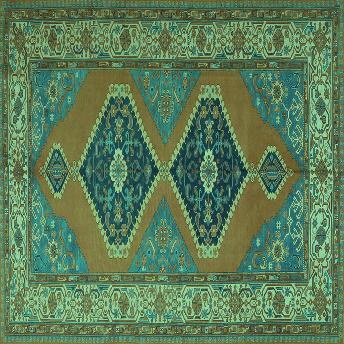 Square Machine Washable Persian Turquoise Traditional Area Rugs, wshtr1979turq