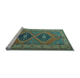 Sideview of Machine Washable Persian Light Blue Traditional Rug, wshtr1979lblu