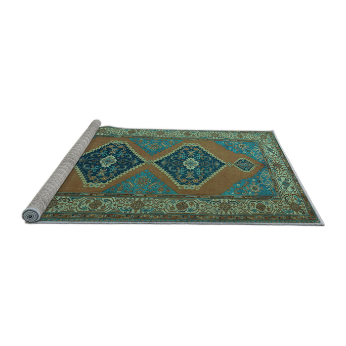 Sideview of Machine Washable Persian Light Blue Traditional Rug, wshtr1979lblu