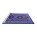 Sideview of Machine Washable Persian Blue Traditional Rug, wshtr1979blu