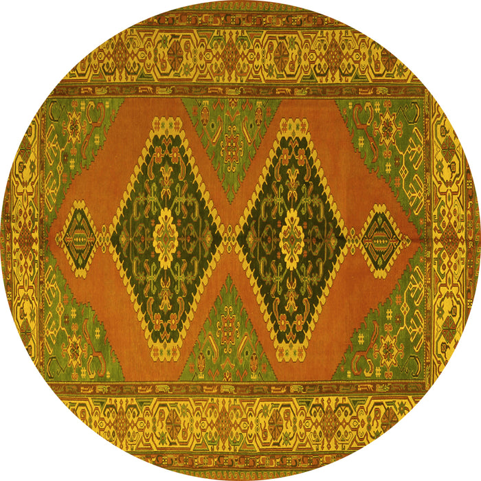Round Persian Yellow Traditional Rug, tr1979yw