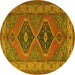 Round Persian Yellow Traditional Rug, tr1979yw
