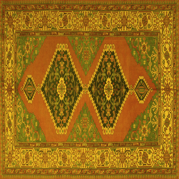 Square Machine Washable Persian Yellow Traditional Rug, wshtr1979yw