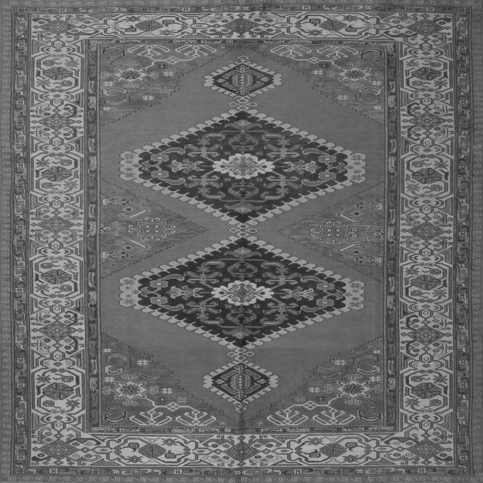 Round Machine Washable Persian Gray Traditional Rug, wshtr1979gry