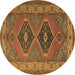 Round Machine Washable Persian Brown Traditional Rug, wshtr1979brn