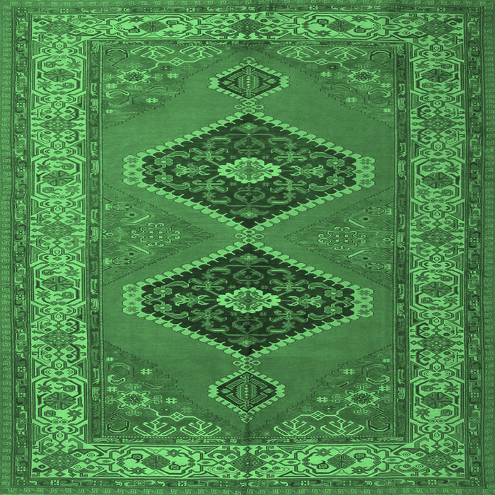 Square Persian Emerald Green Traditional Rug, tr1979emgrn